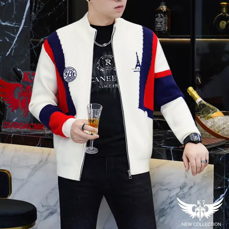 2025秋季新款男士高品质时尚百搭休闲新款拉链针织衫开衫外套长袖
