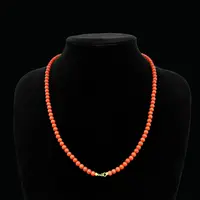 南红圆珠18k金长链 珠径约5-5.5mm 18K金约0.2g链长53cm