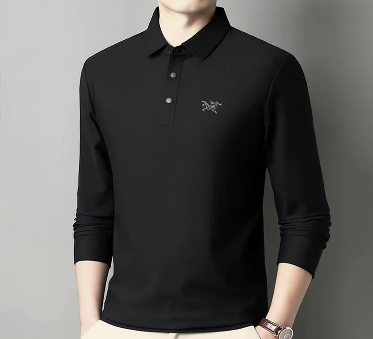 【奥特莱斯】正品刺绣鸟长袖T恤男款秋季高档商务休闲宽松大码上衣