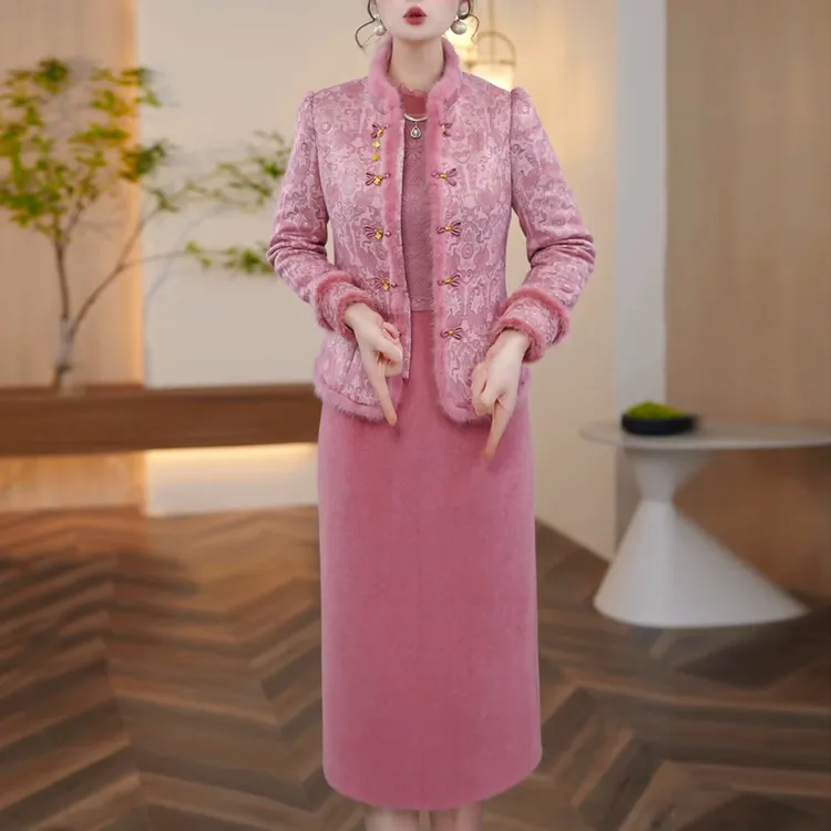 新中式国风套装连衣裙2025年新款秋冬爆款巨好看妈妈高级感两件套