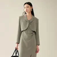 【籽言专属】MOFAN摩凡秋新款灰绿色短外套MKW454719