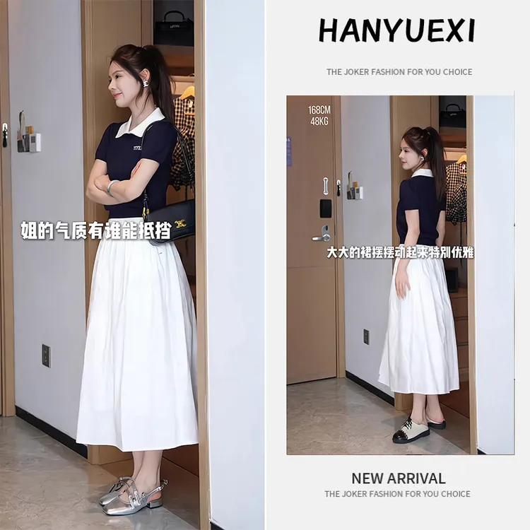 夏季一整套女装2025年新款韩版休闲显瘦减龄短袖上衣半身裙两件套