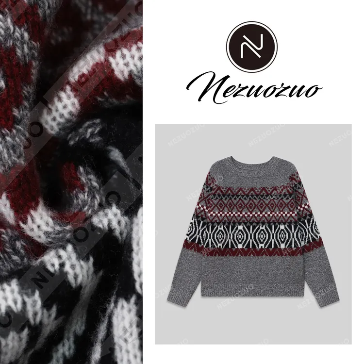NEZUOZUO【双旦新衣】定制精纺毛衫100羊毛彩纱组合老钱风毛衣