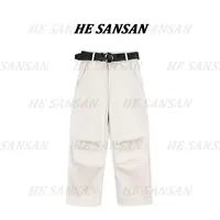 【SANSAN】(带腰带）直筒休闲裤时尚百搭高腰牛仔裤DY-2936