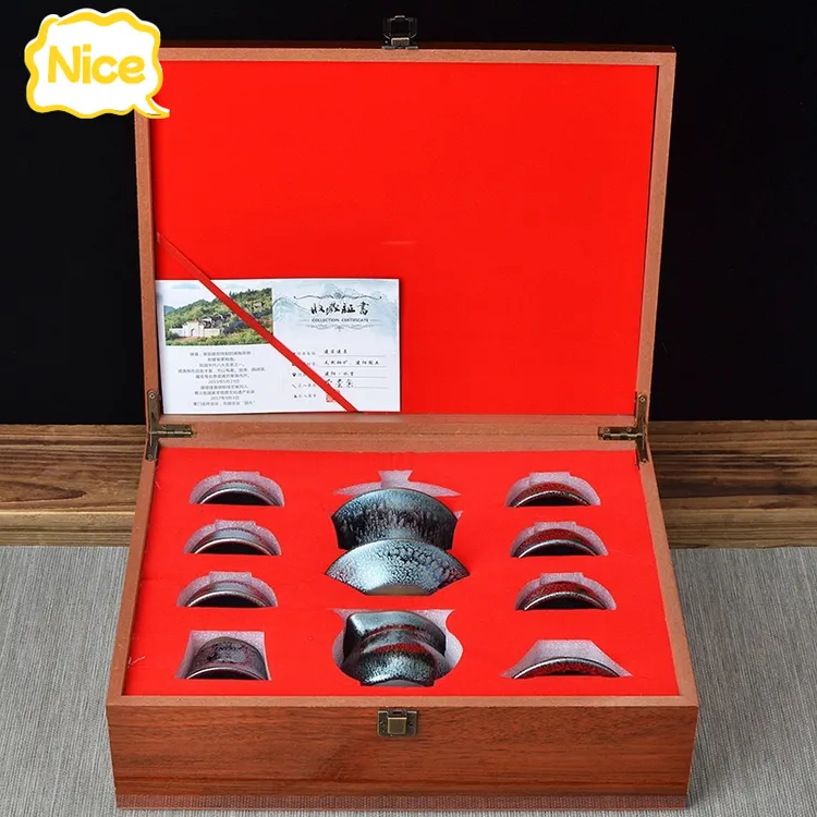 【专柜正品】桂斌蓝百花建盏茶具套装贵宾家用窑变釉茶具十二件套礼
