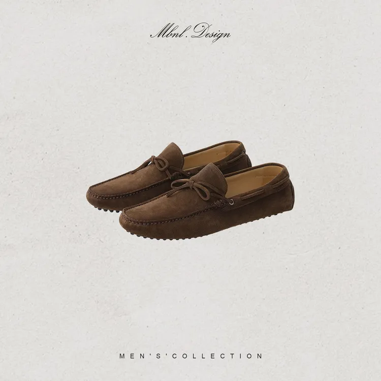 MBNL-F「砾间牛绒」秦磊男装牛反绒慵懒一脚蹬豆豆鞋LL-WXZ9018