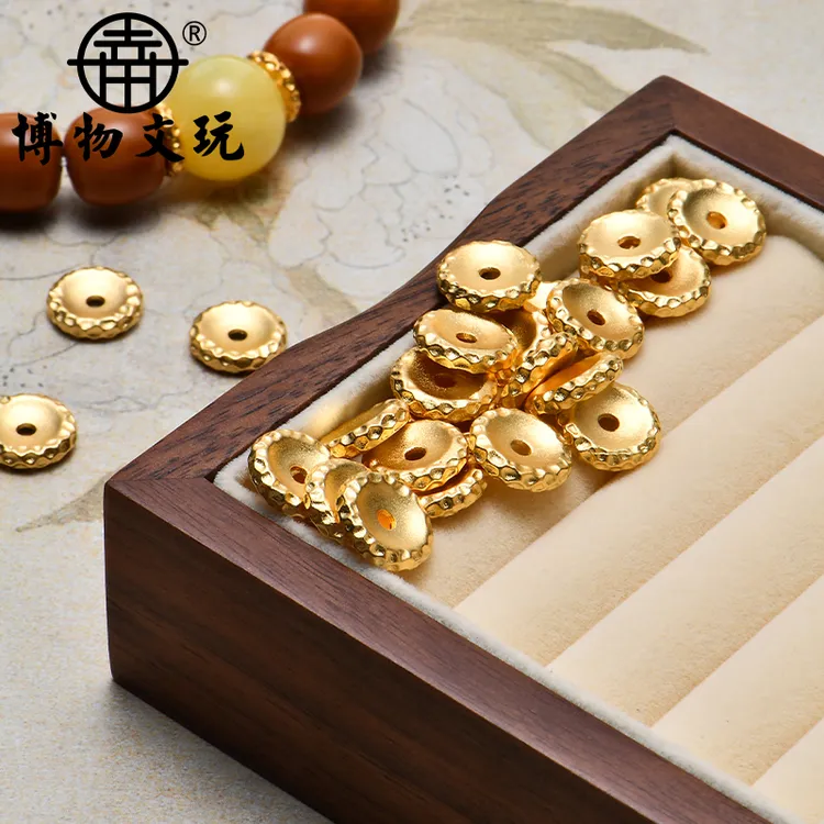 24K工艺黄金色陨石坑隔片垫片文玩手串DIY卡环单珠diy配饰