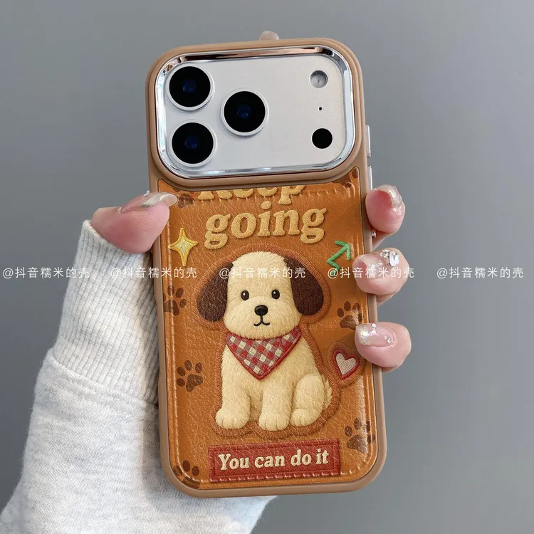 镜框鼓皮适用iphone17promax苹果16手机壳15/14/13/12华为潮小狗