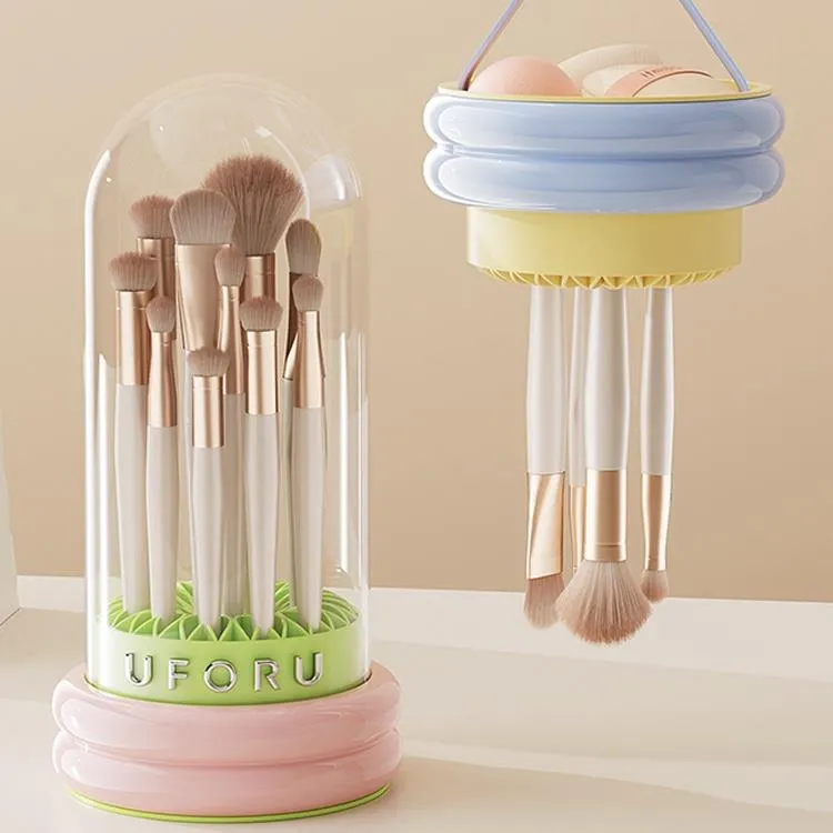 多巴胺化妆刷收纳筒高颜值大容量刷子粉扑美妆蛋清洗晾晒工具神器