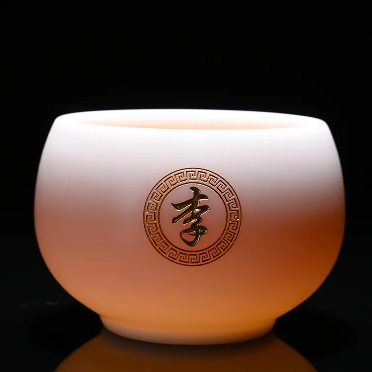 大号羊脂玉素烧主人杯德化白瓷大容量茶盏姓氏杯个人茶杯免费雕刻