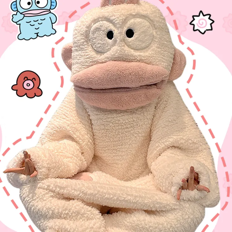 搞怪抽象小丑鱼情侣加厚珊瑚绒睡衣冬季可爱卡通家居服可外穿睡袍