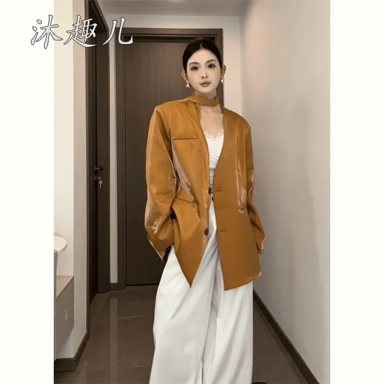 复古原创飘带西装外套女2025春季高级感新款西服独特超好看大衣潮