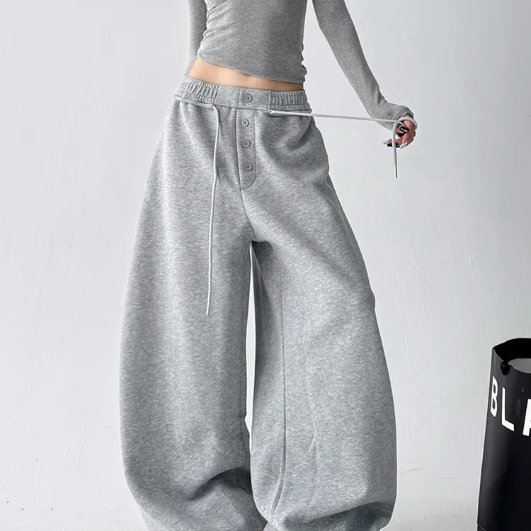 美式宽松阔腿休闲裤女秋冬季2025新款高腰显瘦垂感小个子运动卫裤