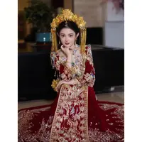 丝绒2025新款重工秀禾服结婚轻奢礼服出阁中式嫁衣立体修身显瘦秋