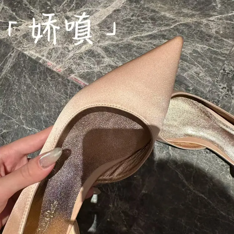 [娇嗔]手工定制桑蚕丝真皮底女士高级侧空单鞋