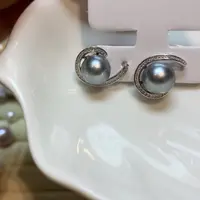 海水珍珠耳饰银S925镶嵌