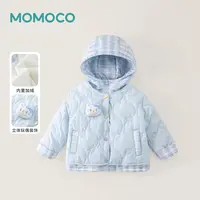 MOMOCO2025新款冬季女童玩偶小清新加厚连帽棉服外套77830107081