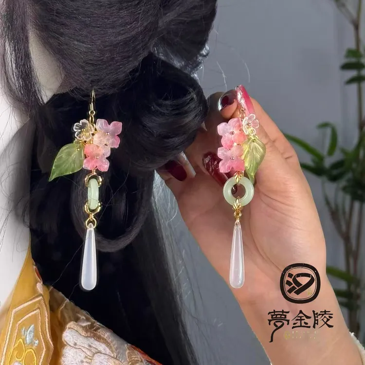 梦金陵花朵琉璃汉服配饰古风配饰清新古风新中式