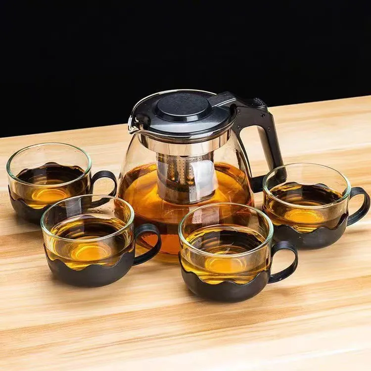 5件套一壶四杯冲破包赔透明茶具泡茶壶耐热家用大容量过滤泡茶壶