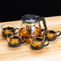 5件套一壶四杯冲破包赔透明茶具泡茶壶耐热家用大容量过滤泡茶壶