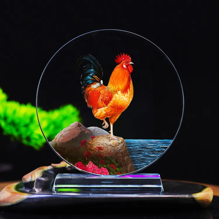 【大红公鸡】大吉大利水晶摆件创意桌面家居客厅酒柜玄关点缀摆件