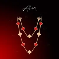 AIAX 镀K金【幸运草】好运幸运四叶镭射项链送女友老婆TSJ10239