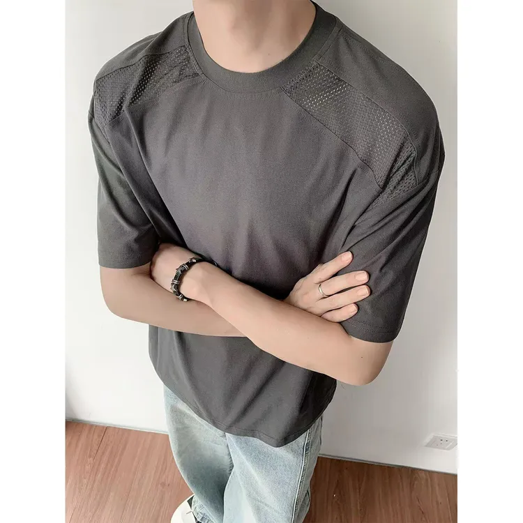 大码300斤网眼拼接冰丝速干短袖男女夏季防晒美式潮牌正肩半袖t恤