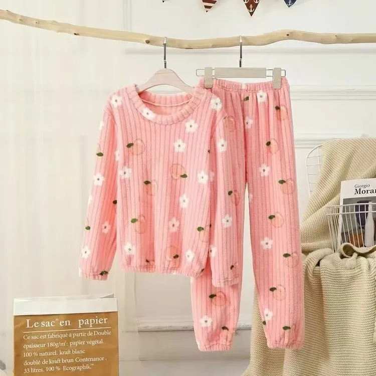 儿童睡衣秋冬加厚暖暖家居服套装珊瑚绒男女童家居睡衣秋冬季保暖