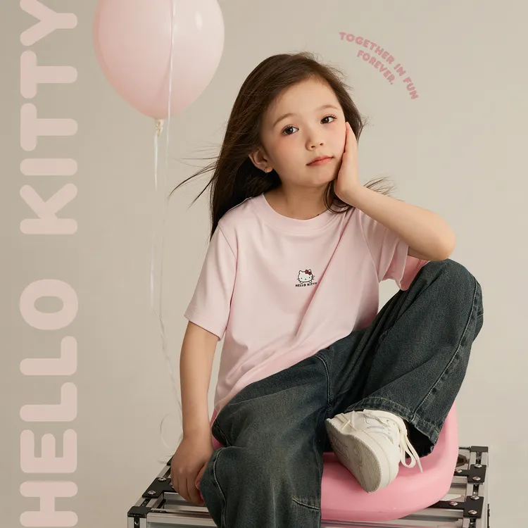 辰辰妈【猫次元】女童莫代尔10A抗菌T恤儿童卡通印花短袖上衣8450DH