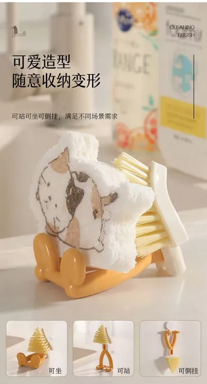 新可折叠三角刷多功能可折叠短柄灶台刷锅刷缝隙清洁刷窗户墙角刷