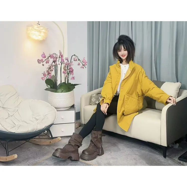 【沐木流浪记】（双子座）宽松显瘦立领百搭侧开叉五色可选棉服外套z