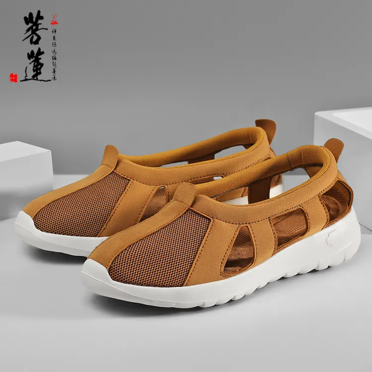 【遊泓甄选】僧鞋男夏季居士鞋轻薄软底男女网面镂空透气罗汉鞋僧