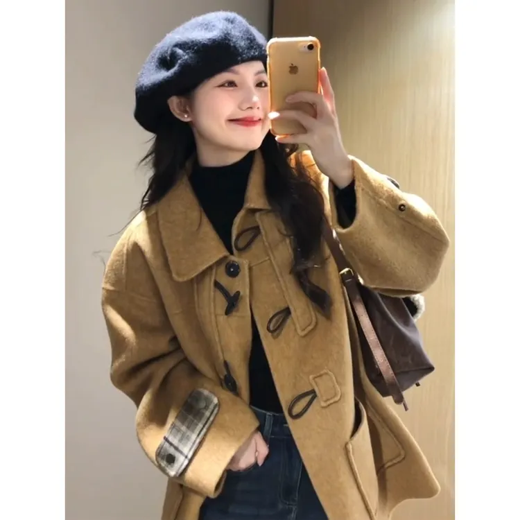 2025秋新款呢子大衣女毛呢外套小个子赫本风高级感气质韩系正流行