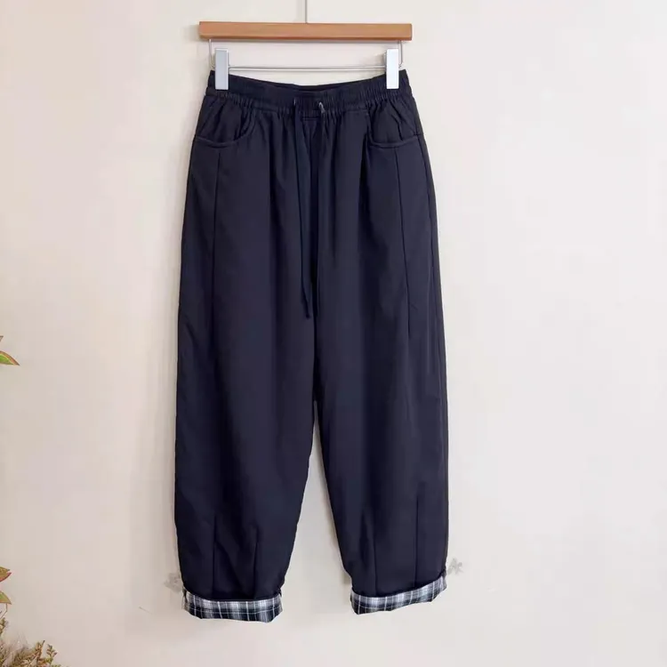 新款两面穿加棉加厚直筒休闲保暖棉裤可外穿