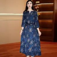 绀蓝星蕊 时尚中长款夏季连衣裙百搭连衣裙