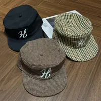 HELLOTANGO英伦复古老钱风字母刺绣平顶平檐棒球帽