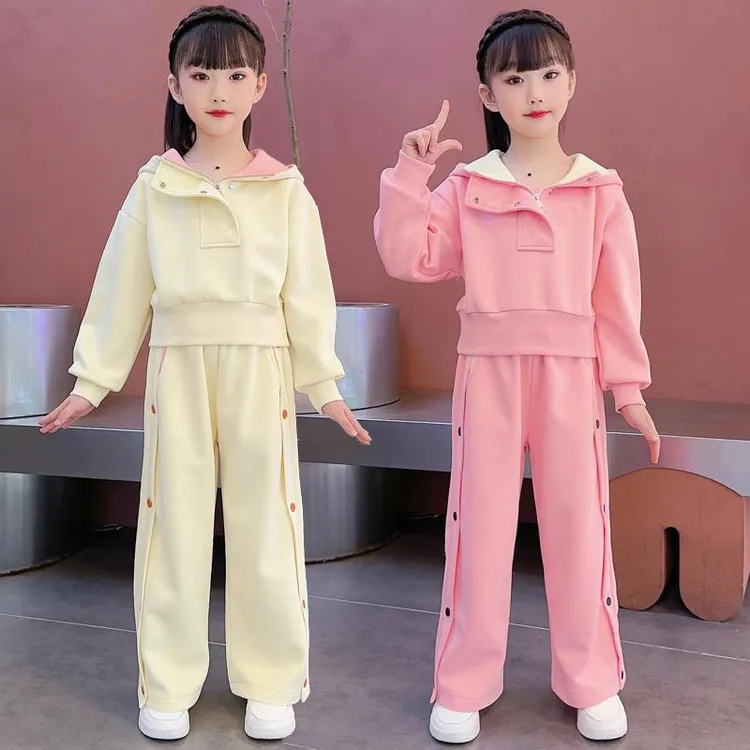 [专柜品质]女童秋冬套装连帽卫衣儿童装甜美潮酷小女孩韩版两件套