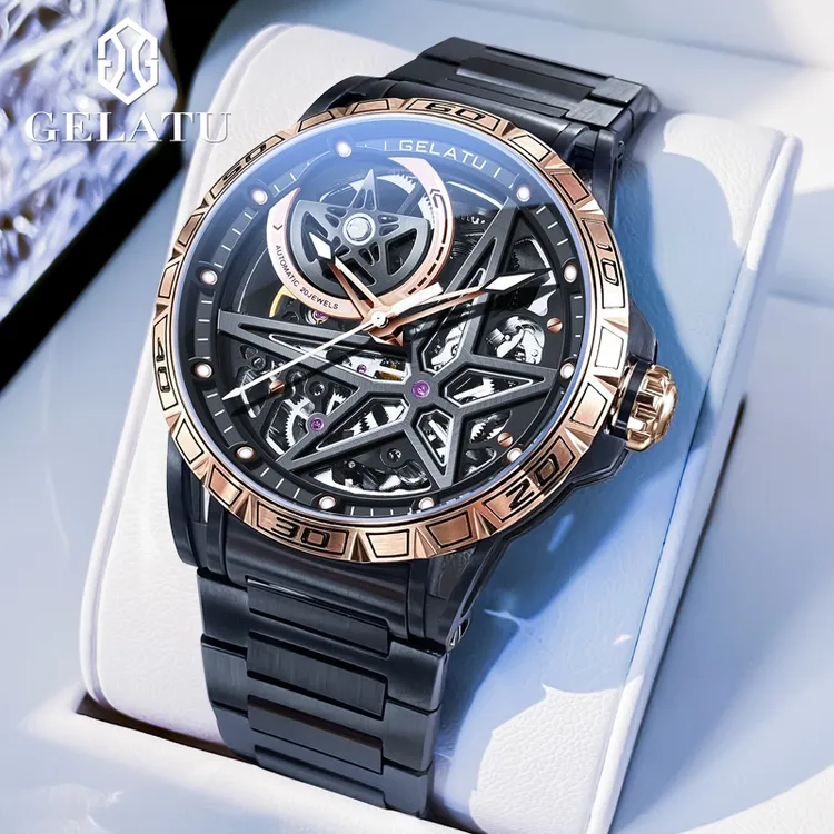 2025新款名表天王星全自动高档镂空机械表夜光防水男士钢带手表男