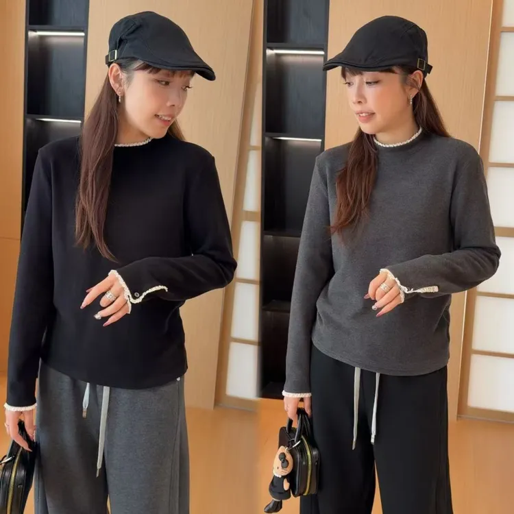 二姐的宝藏花边德绒打底潮流时尚百搭洋气休闲宽松打底#25434