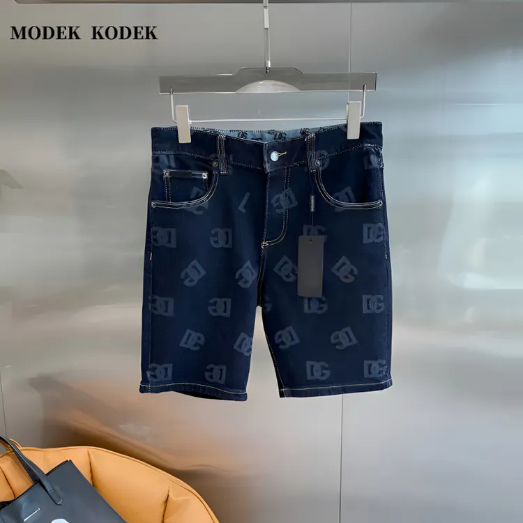 MODEK KODEK夏季潮牌个性字母男士牛仔短裤高级感修身直筒五分裤