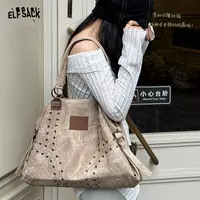 妖精的口袋废土风铆钉单肩包女2025年秋季新款大容量甜酷手提包