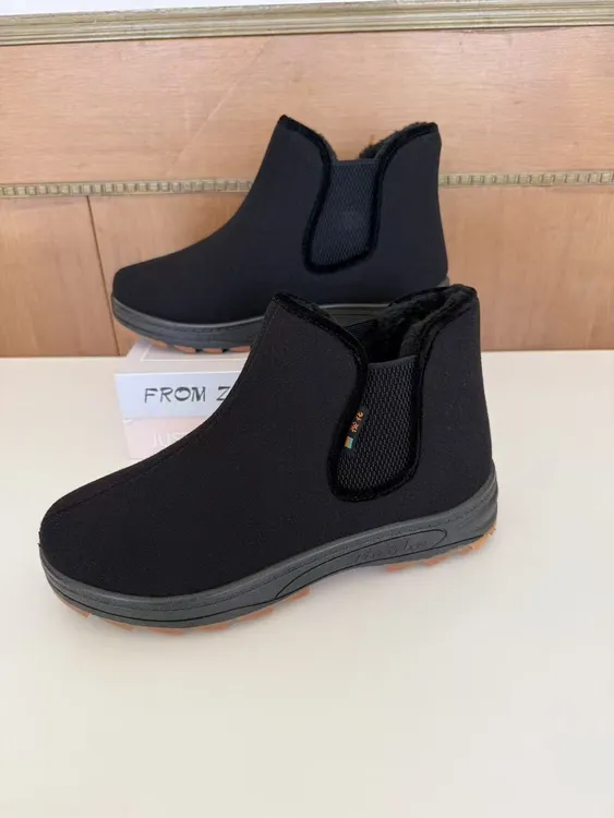 老北京棉鞋高帮呢子面料加绒加厚保暖棉靴防滑耐磨舒适一脚蹬鞋子