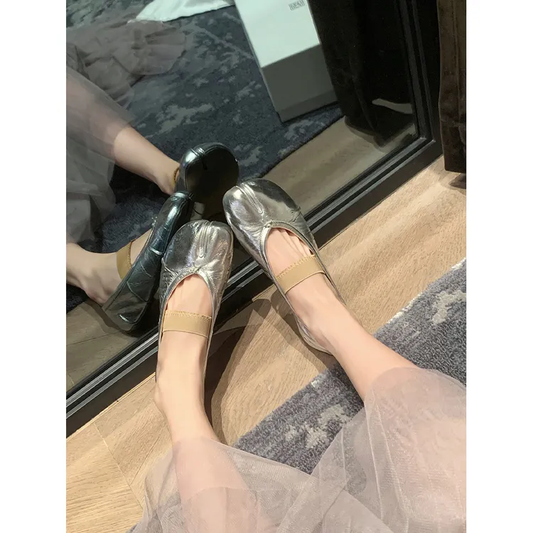 【小众设计】包头半拖鞋女夏外穿真皮平底单鞋懒人一脚蹬分趾猪蹄鞋
