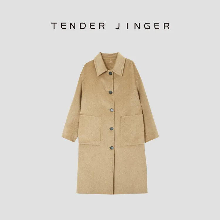 Tender Jinger【黑标】骆驼绒翻领单排扣毛呢外套T54TUZ41436