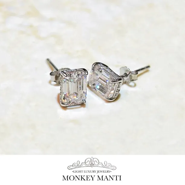 925银耳饰 【叶珂同款】一克拉公主风甜美精致简约方钻耳钉