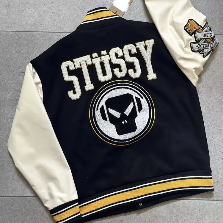 俊杰自主美式复古撞色刺绣棒球服外套潮牌欧美街头vibe风格夹克男