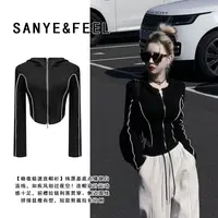 sanye&feel/妍三也【韩系修身】加绒连帽杠条显身材上衣54308YX