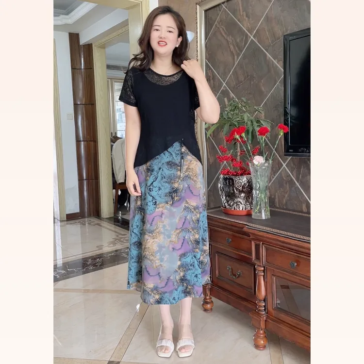 2025新款气质修身套装遮肉蕾丝新中式优雅轻熟洋气衣服女Z8589