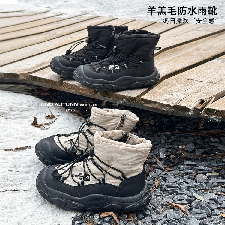 「UNO AUTUNNO」女中大童户外防水雪地靴防滑鞋加厚保暖棉靴BN001
