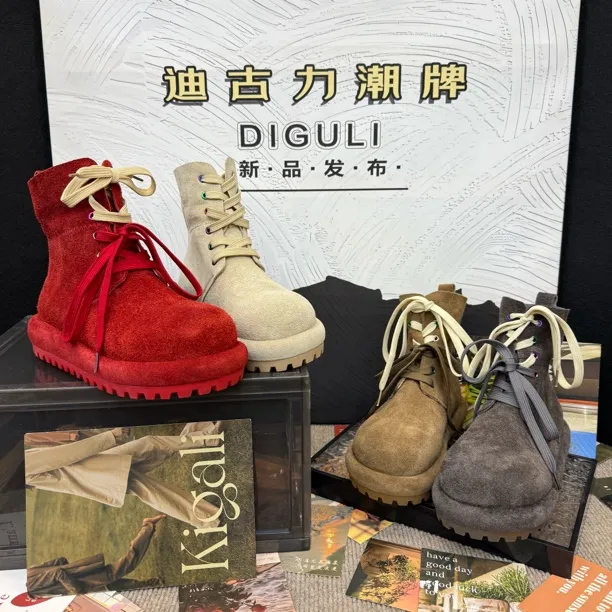 【迪古力】2026春新款磨砂皮大头系带女厚底休闲时尚四季单鞋柒